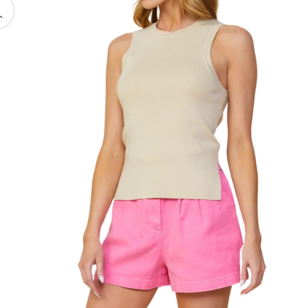 Skies Are Blue Beige Sleeveless Tank Top